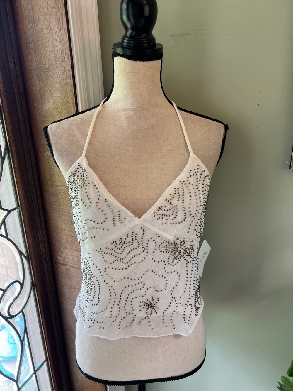 La Peche Beaded Halter V-Neck Camisole